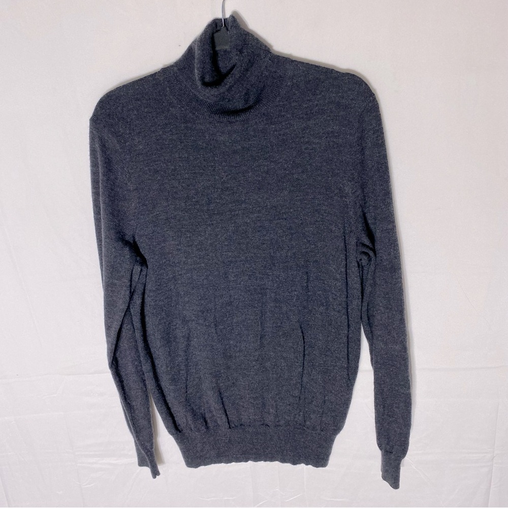 Vintage Joseph Abboud Grey Extra Fine Merino Wool Thin Turtleneck Sweater M